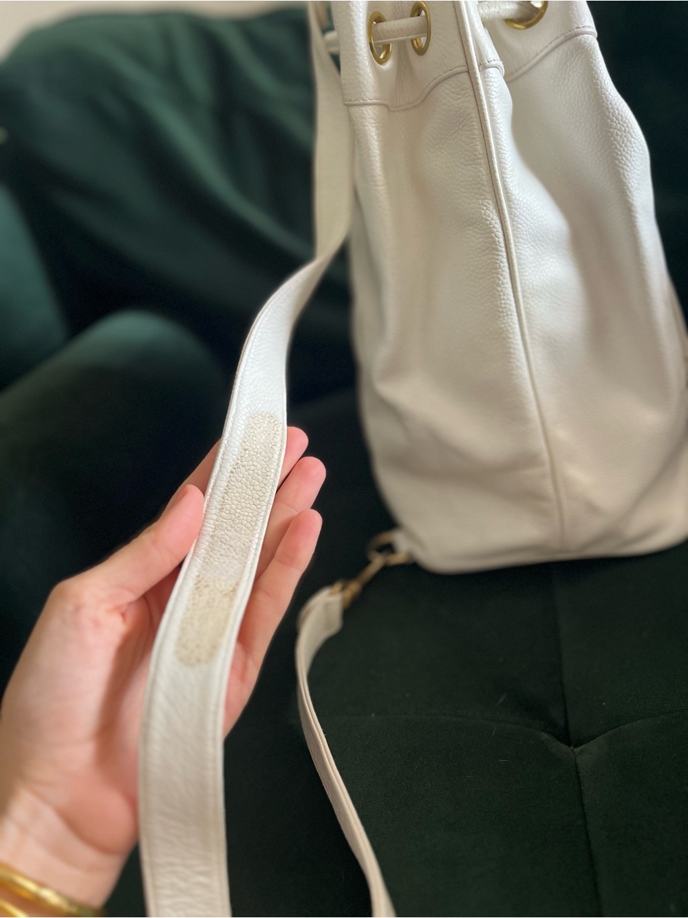 Vintage CHANEL Timeless Drawstring Sling Crossbody Backpack Caviar Medium White - Picture 5 of 15